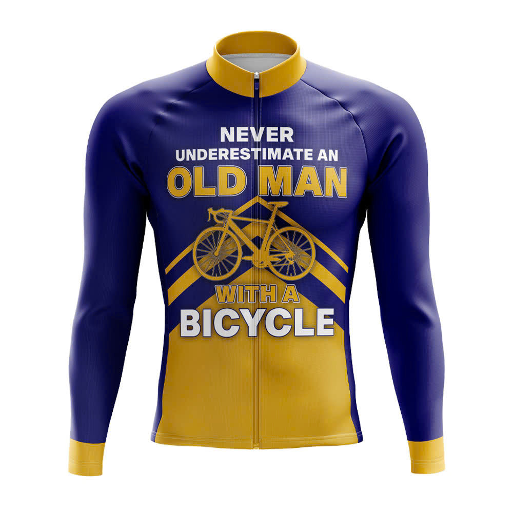 Never Underestimate an Old Man With a Bicycle Long Sleeve Cycling Jersey