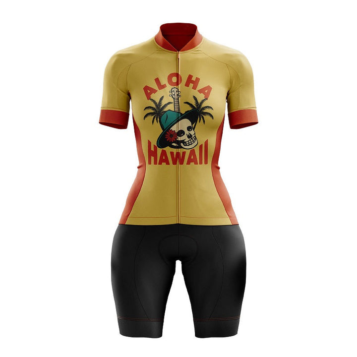 hawaii skull female cycling kit