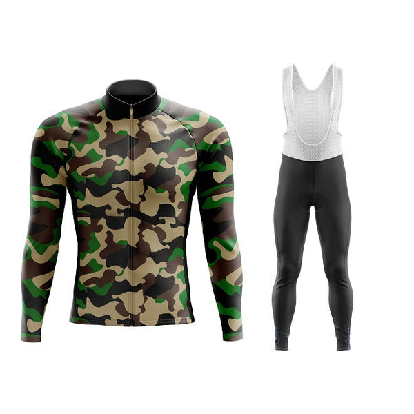 Army Camouflage Long Sleeve Winter Cycling Kit