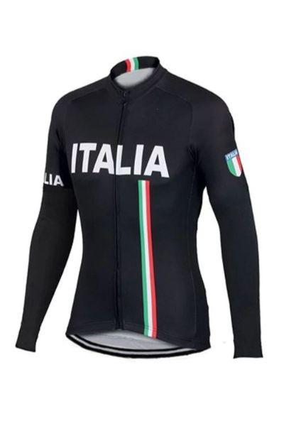 Black Italia Long Sleeve Cycling Jersey - Cycling Jersey