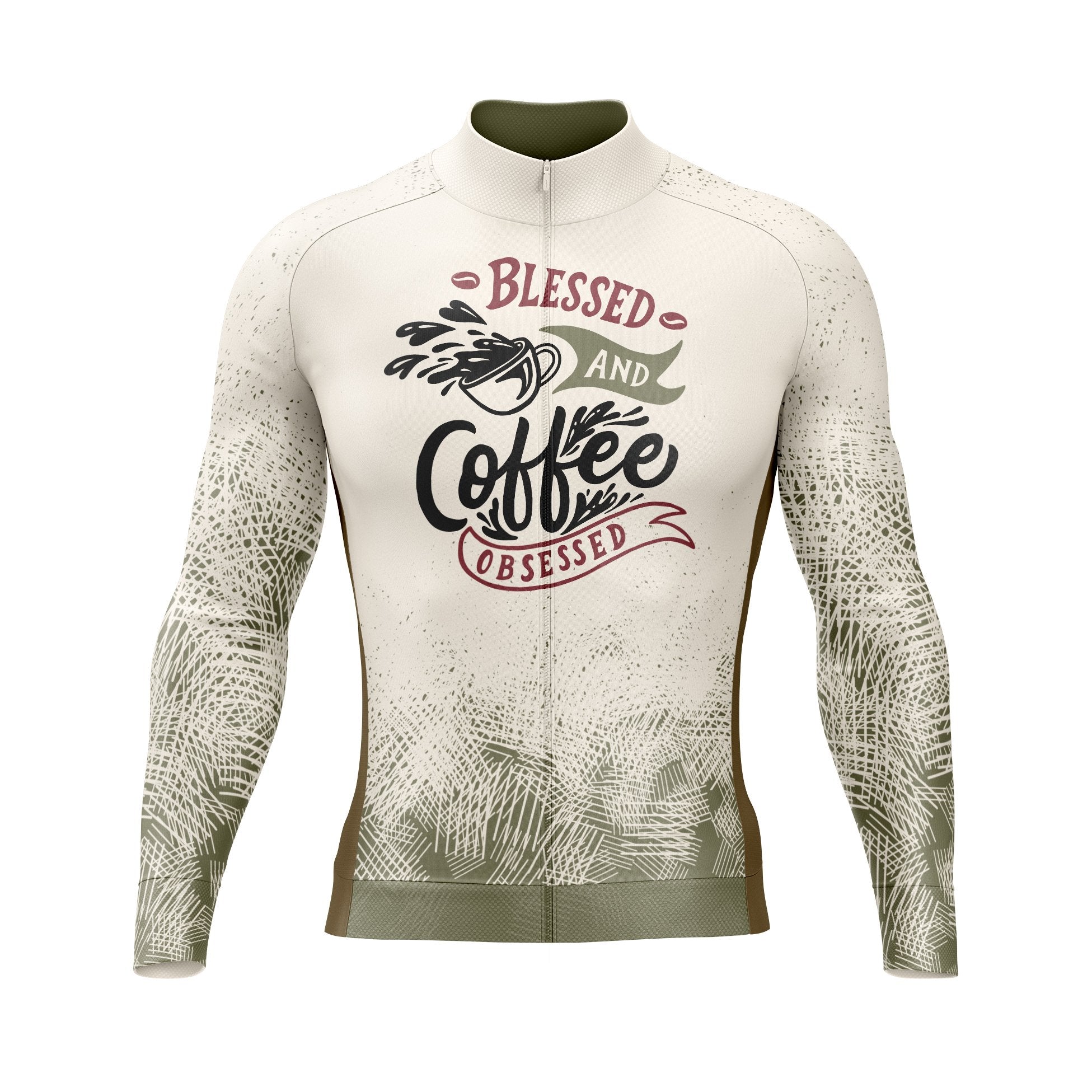 Coffee Obsessed Long Sleeve Cycling Jersey | Coffee Cycling Jersey ...