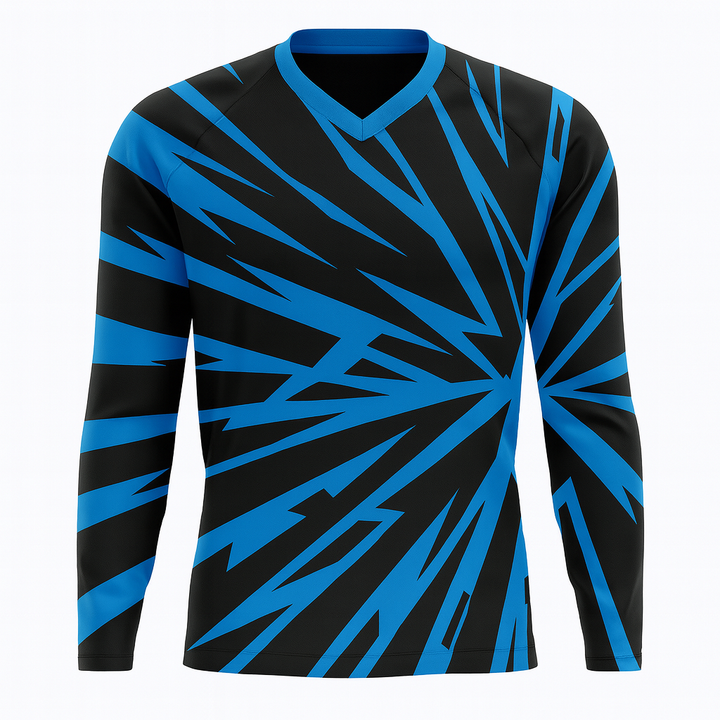 Blue Lightning Zigzag Long Sleeve MTB Jersey