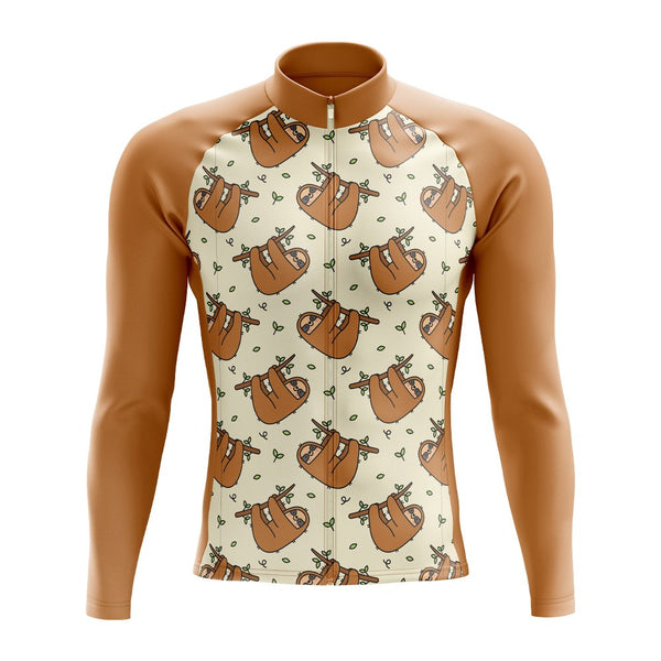 Brown Sloth Long Sleeve Cycling Jersey