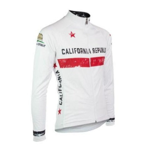 California Republic White Winter Long Sleeve Cycling Jersey