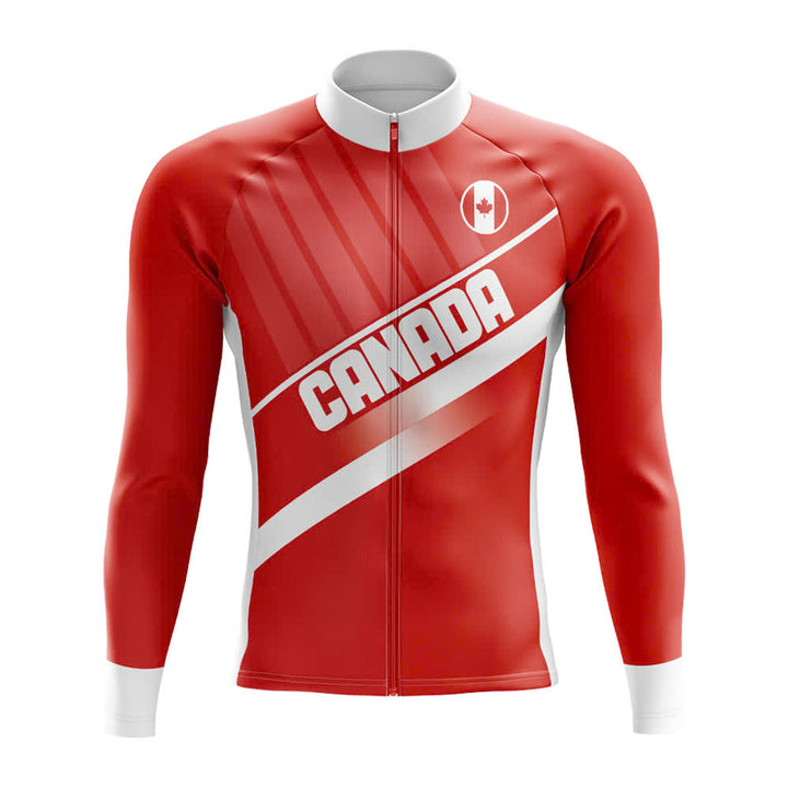 Canada Stripe Long Sleeve Cycling Jersey