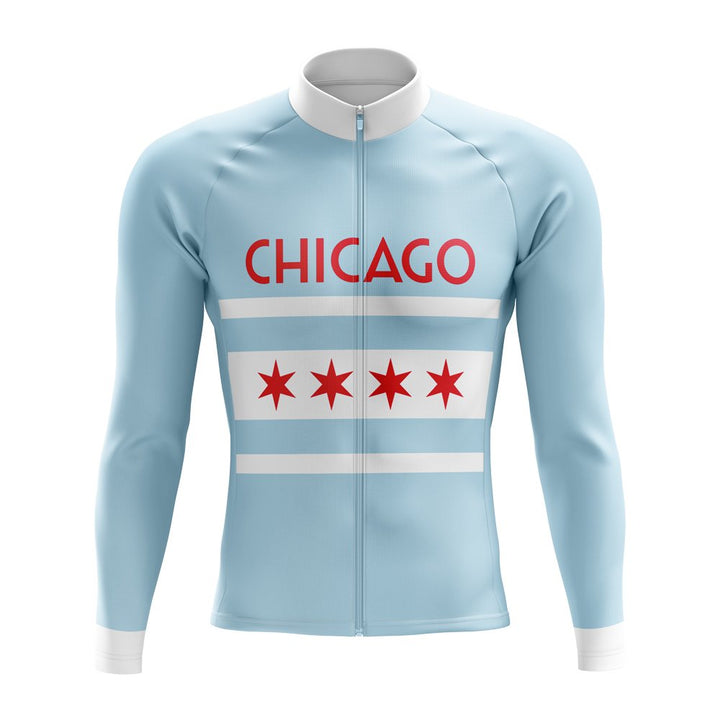 Chicago Flag Long Sleeve Bicycle Jersey