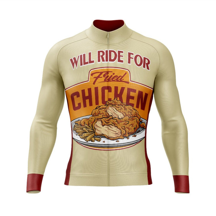 White Fried Chicken Long Sleeve Cycling Jersey