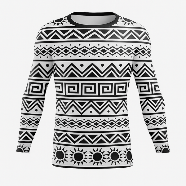Geometric Sun Pattern Long Sleeve MTB Jersey