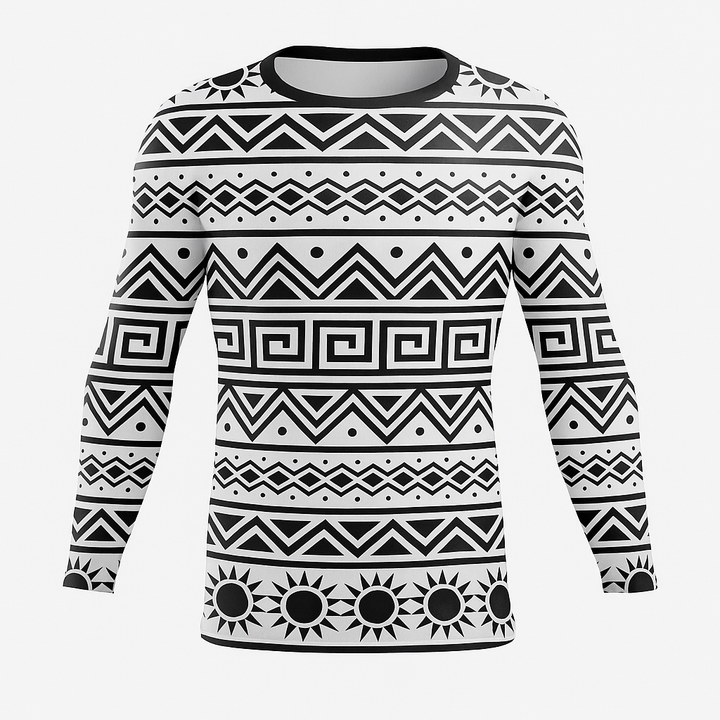 Geometric Sun Pattern Long Sleeve MTB Jersey