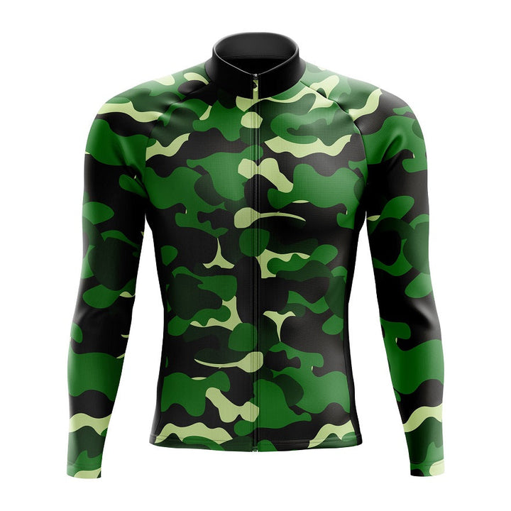 Green Camouflage Long Sleeve Cycling Jersey