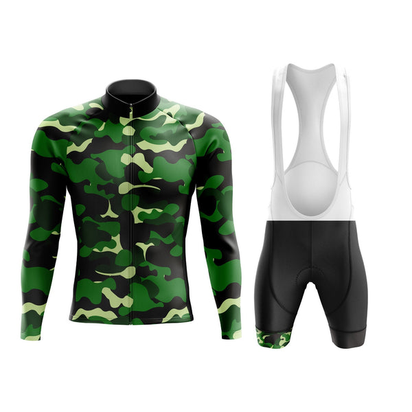 Green Camouflage Long Sleeve Cycling Kit