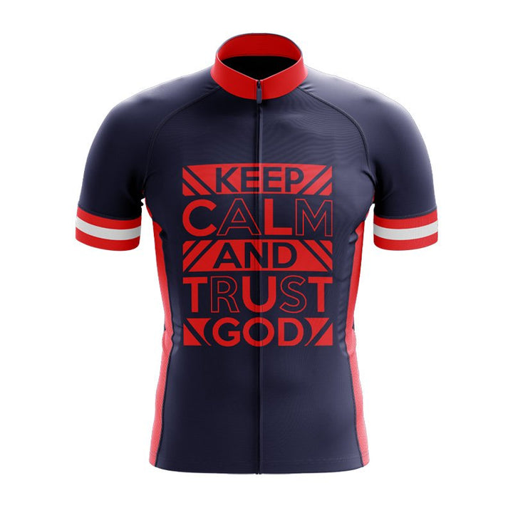 keep calm trust god christian cycling jersey