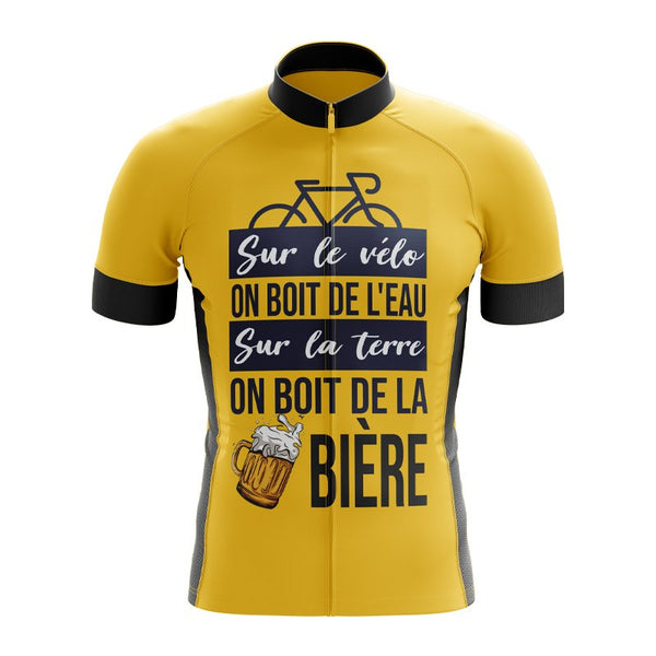 Maillot de cyclisme Sur le Vélo On Boit de l'Eau et sur la terre biere