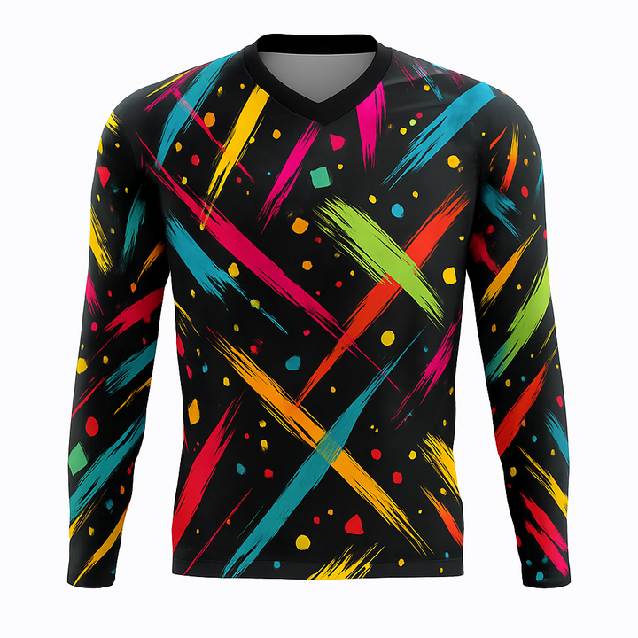 Neon Brush Strokes Long Sleeve MTB Jersey