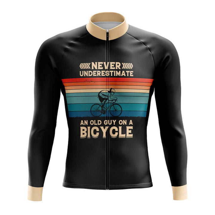 Never Underestimate an Old Guy on a Bicycle Long Sleeve Cycling Jersey
