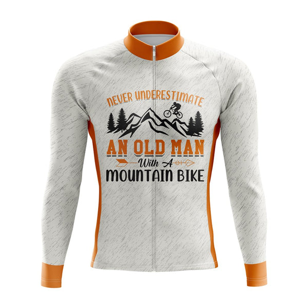 Never Underestimate an Old Man with a Mountain Bike Long Sleeve Cycling Jersey