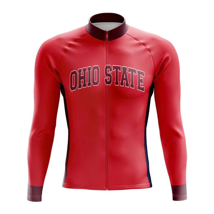 Ohio State Long Sleeve Cycling Jersey red