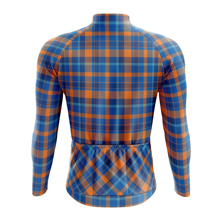 Orange & Blue Lumberjack Long Sleeve Cycling Jersey