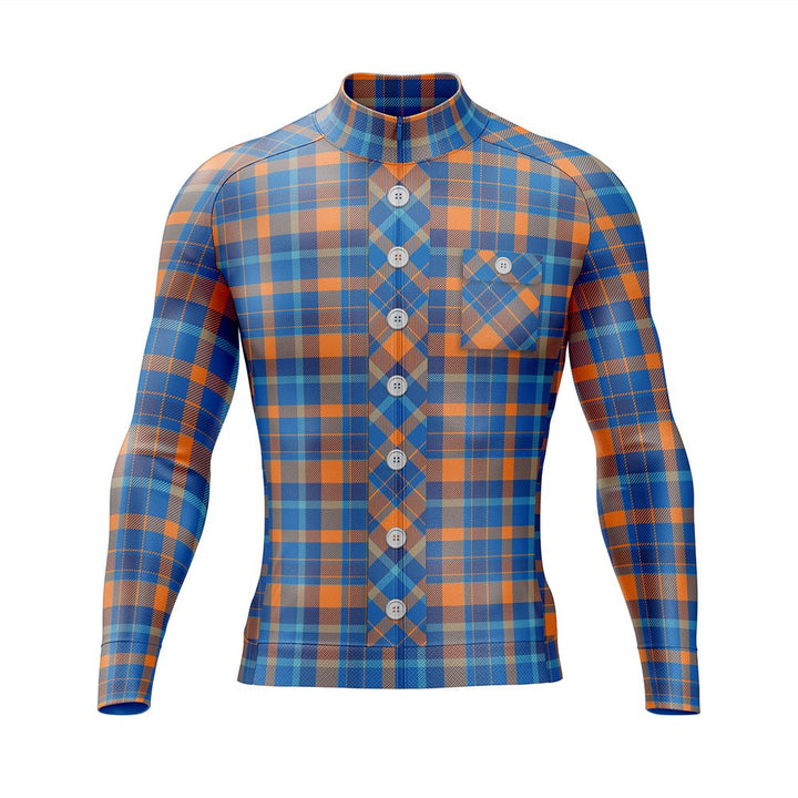 Orange & Blue Lumberjack Long Sleeve Cycling Jersey