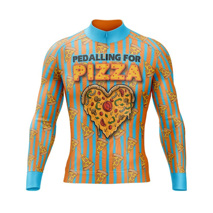 pedaling for pizza long sleeve cycling jerse