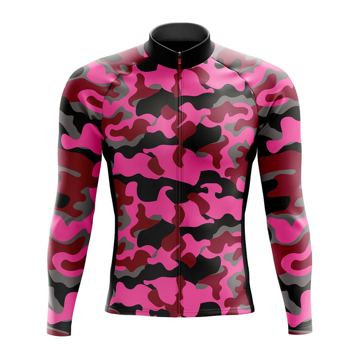 Pink Camouflage Long Sleeve Cycling Jersey