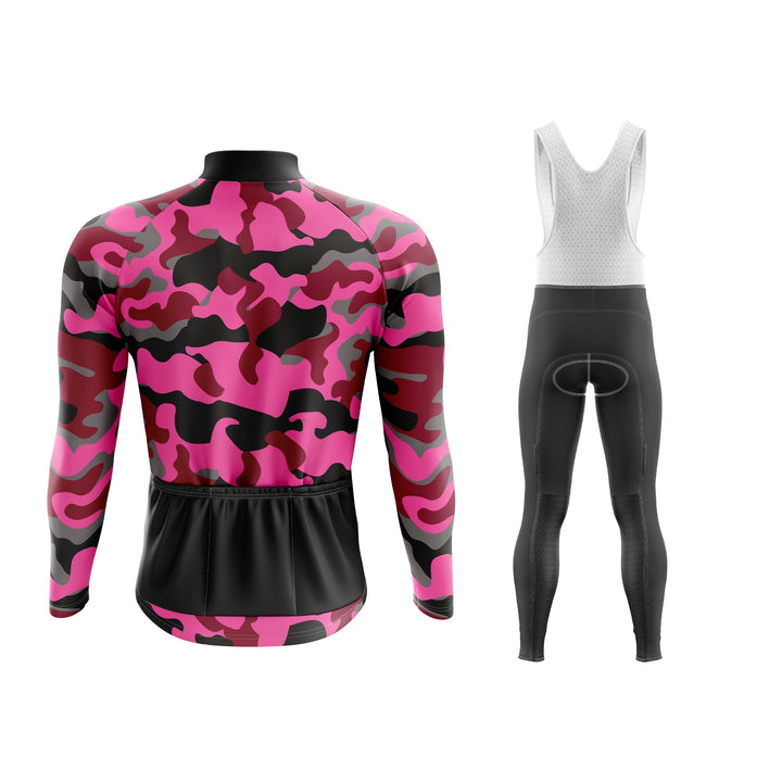 Pink Camouflage Long Sleeve Winter Cycling Kit