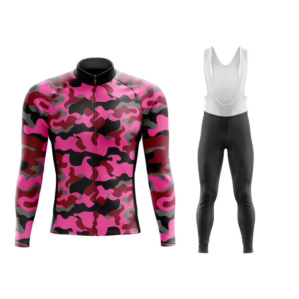 Pink Camouflage Long Sleeve Winter Cycling Kit