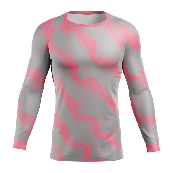 Gray and pink mtb cycling jersey on a white background