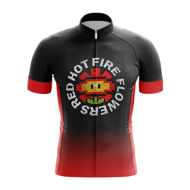 Red Hot Fire Flowers Cycling Jersey