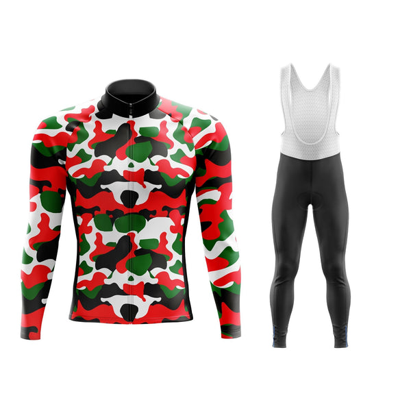 Red Camouflage Long Sleeve Winter Cycling Kit