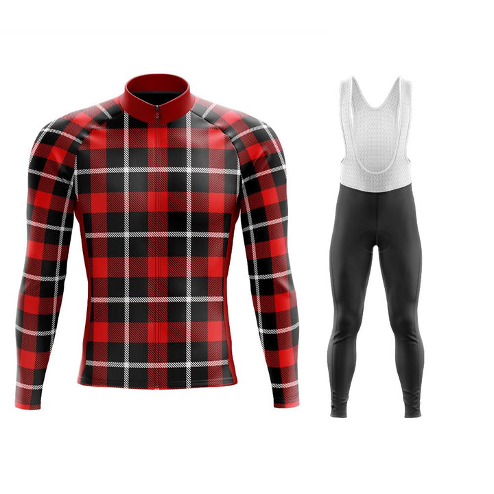 Red Lumberjack Long Sleeve Winter Cycling Jersey & Pants