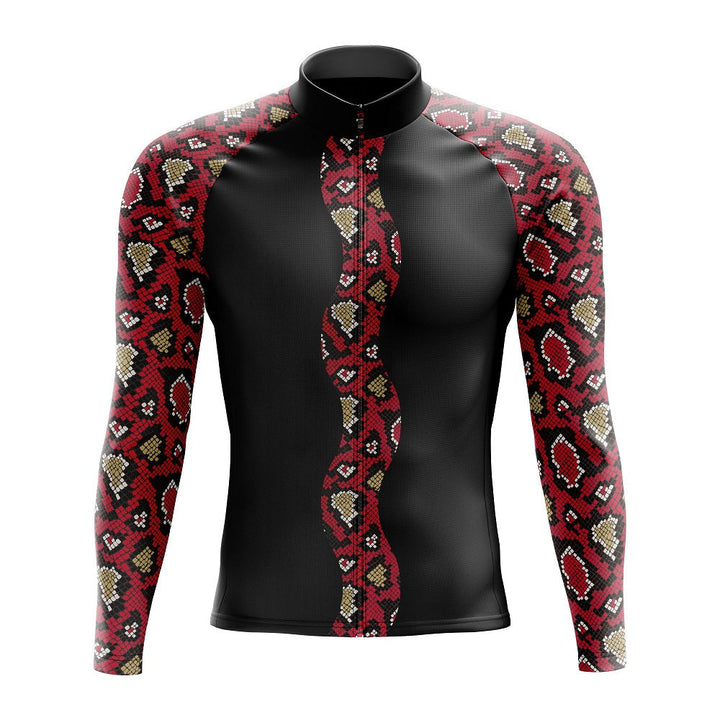 Red Snakeskin Long Sleeve Cycling Jersey