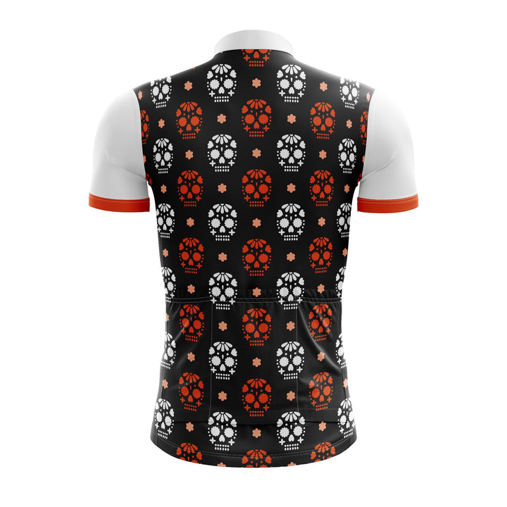Red & White Skulls Cycling Jersey