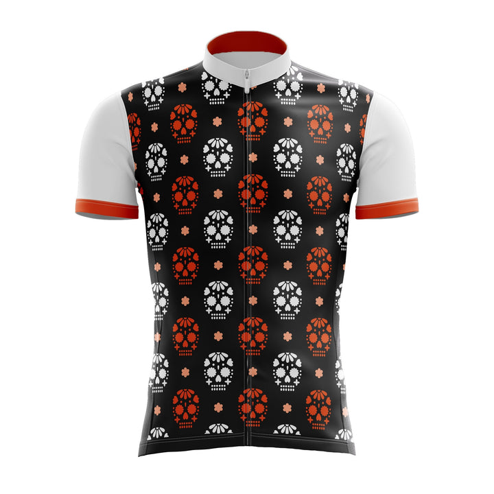 Red & White Skulls Cycling Jersey
