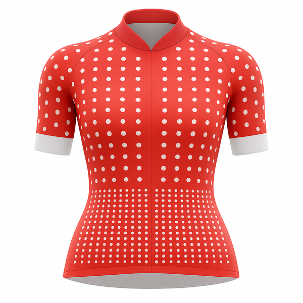 Red Polka Dot Female Cycling Jersey