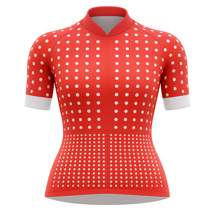 Red Polka Dot Female Cycling Jersey