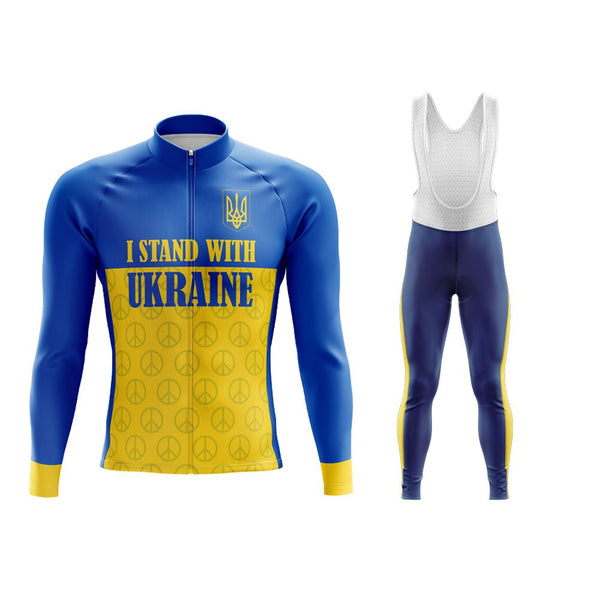 Stand With Ukraine Long Sleeve Winter Cycling Jersey & Pants