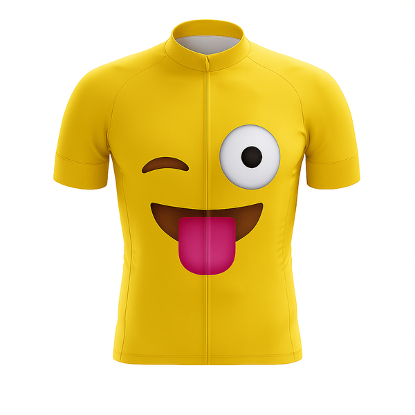 Tongue Out Winking Emoji Cycling Jersey