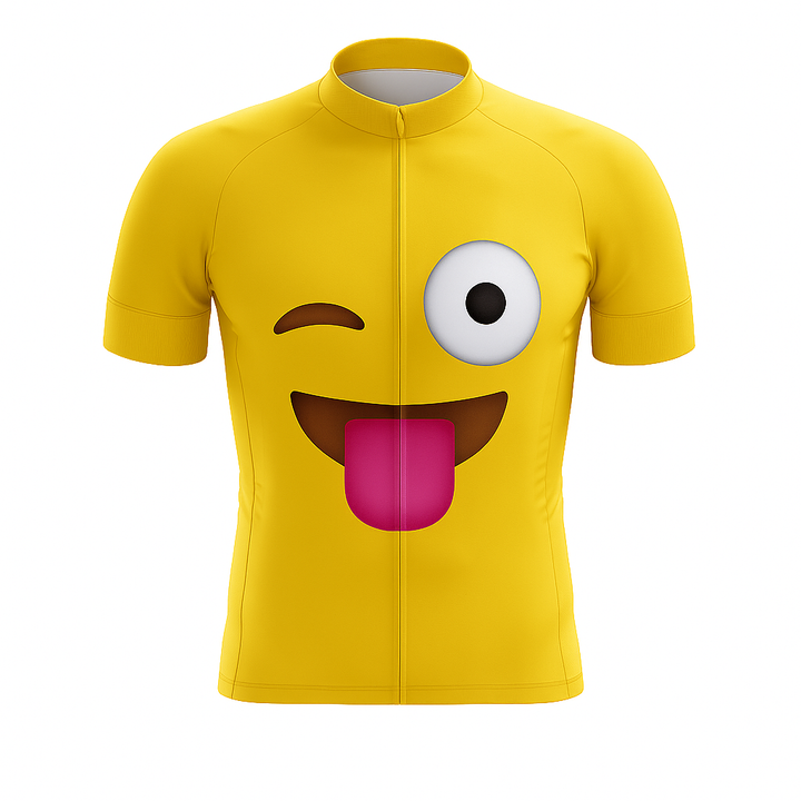 Tongue Out Winking Emoji Cycling Jersey