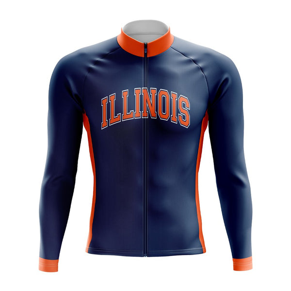 University Of Illinois Long Sleeve Cycling Jersey blue