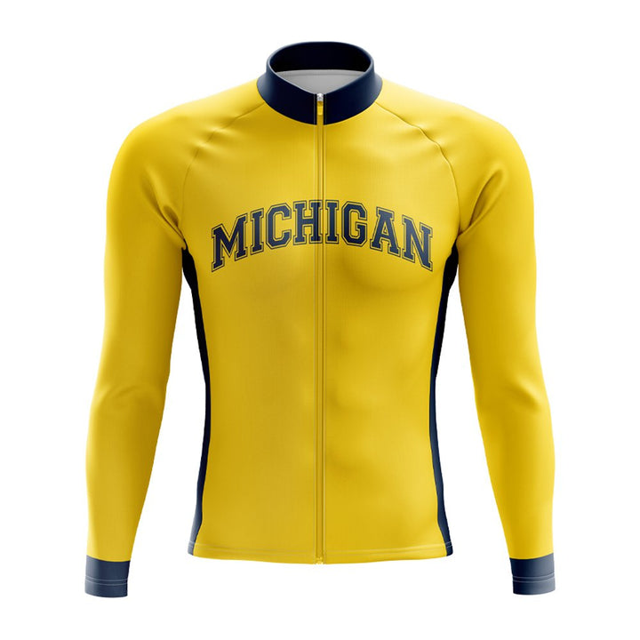 University Of Michigan Long Sleeve Cycling Jersey yellow