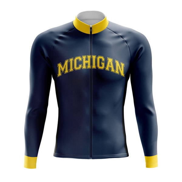 University Of Michigan Long Sleeve Cycling Jersey blue
