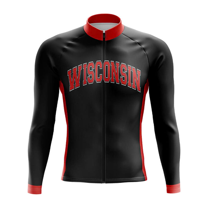 University Of Wisconsin Long Sleeve Cycling Jersey black