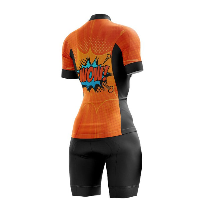 Wow Orange Pop Art Womens Cycling Kit