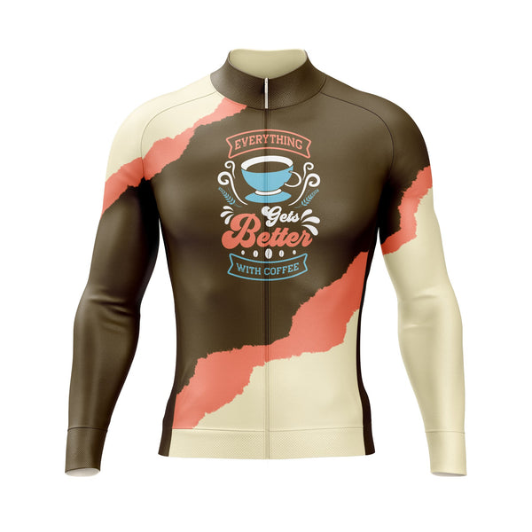 Everything Gets Better With Coffee Long Sleeve Cycling Jersey